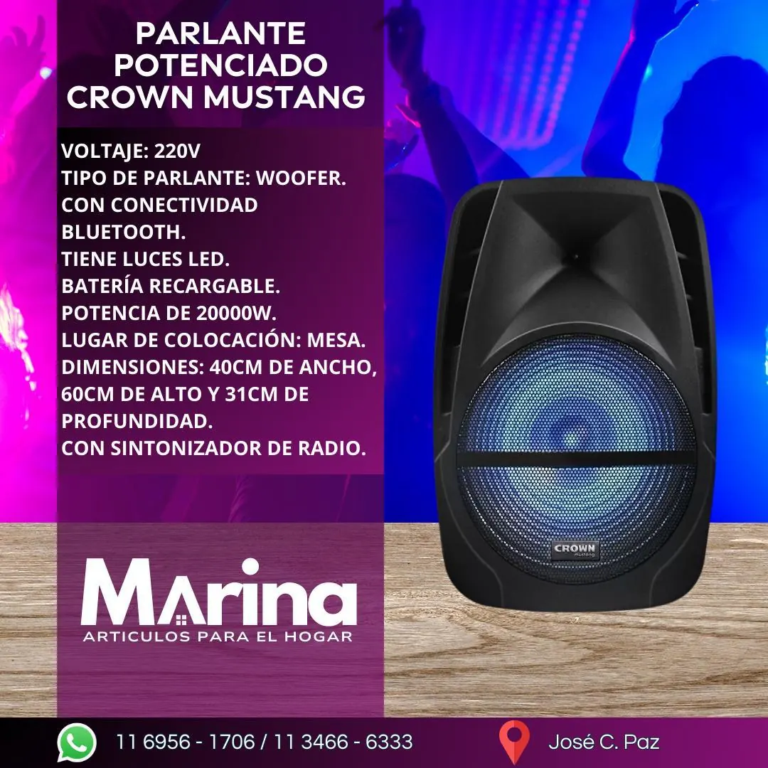Parlante Potenciado Crown Mustang